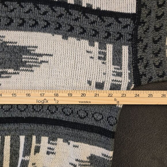 Vintage 80s Crewneck Sweater Southwestern Geometric Pattern Knit Gray White XL - Picture 5 of 6